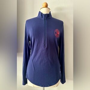 Under Armour Women’s MLB Cleveland Indian  Fitted Top, Large,1/2 ZIP, Navy, Logo